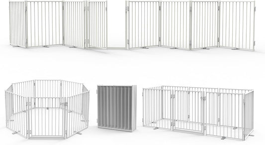 No Pawblems Free Standing Dog Gate with Door for Indoor Use