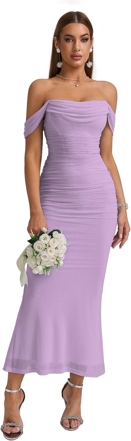 KUTUMAI Off The Shoulder Maxi Long Dress for Elegant Occasions