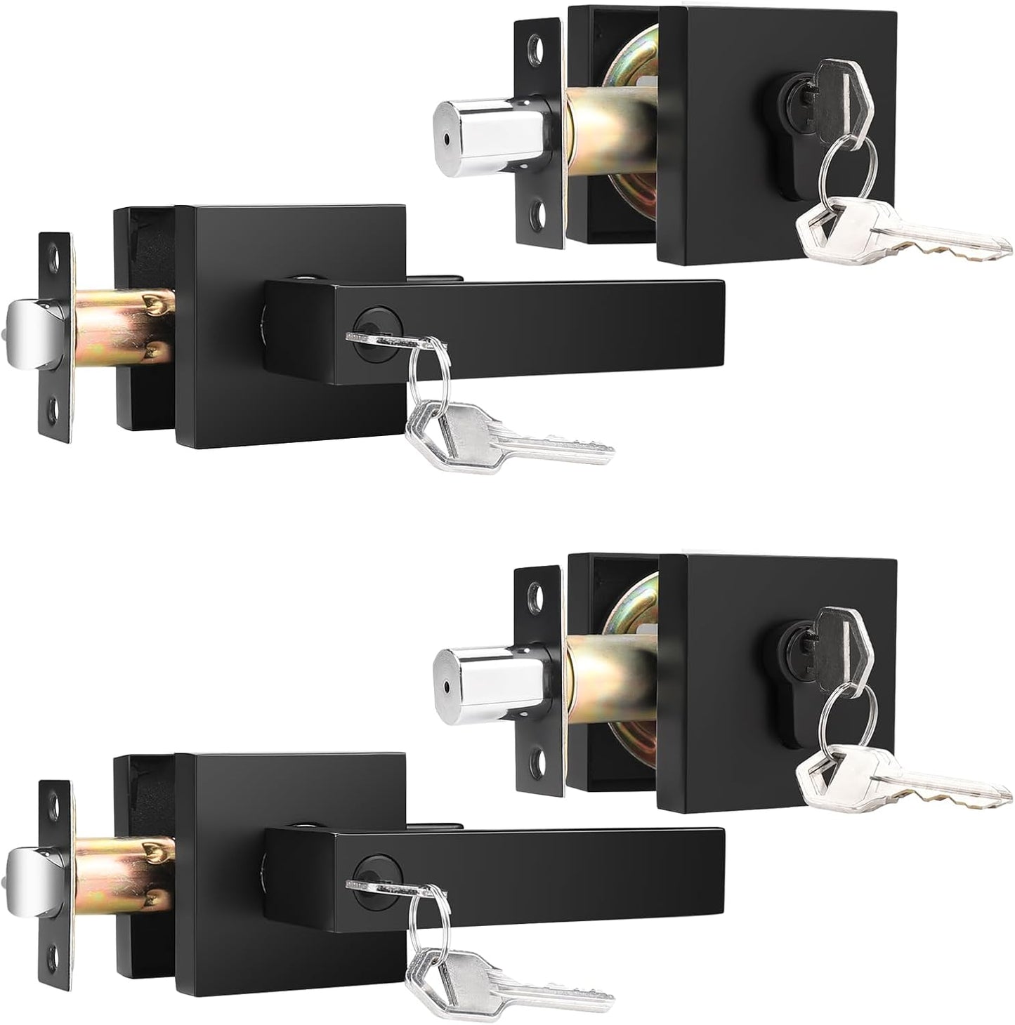 KNOBWELL Front Entry Lever Door Handle Set with Deadbolt Lock