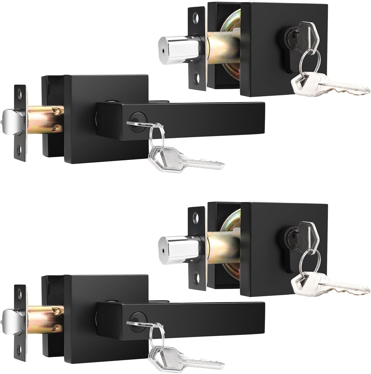 KNOBWELL Front Entry Lever Door Handle Set with Deadbolt Lock
