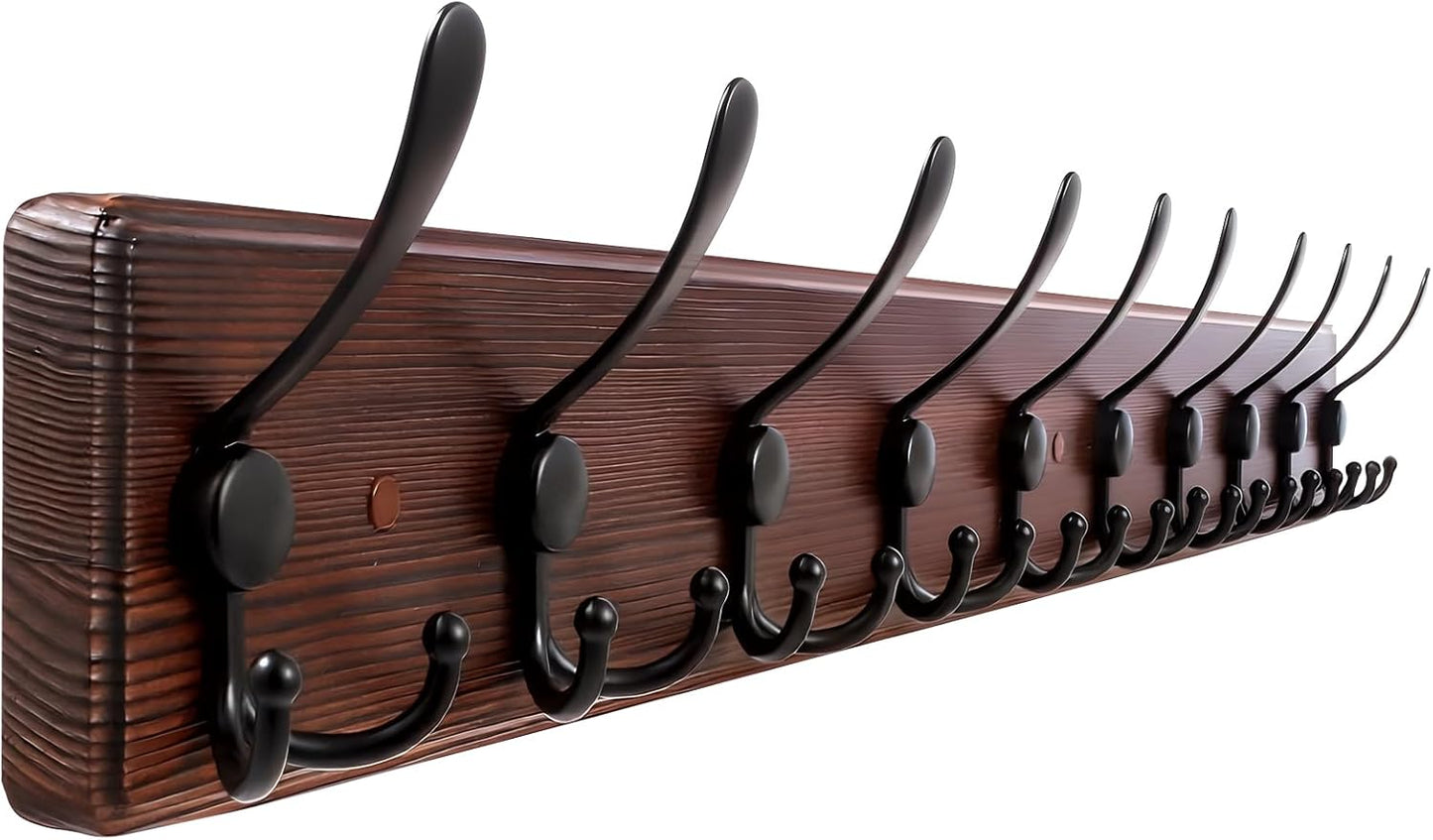 38.6 in Large Coat Rack Wall Mount with 10 Metal Hooks for Home
