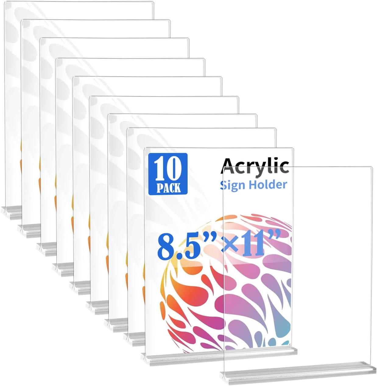 10 Pack Acrylic Sign Stand 8.5 X 11 for Clear Display Needs