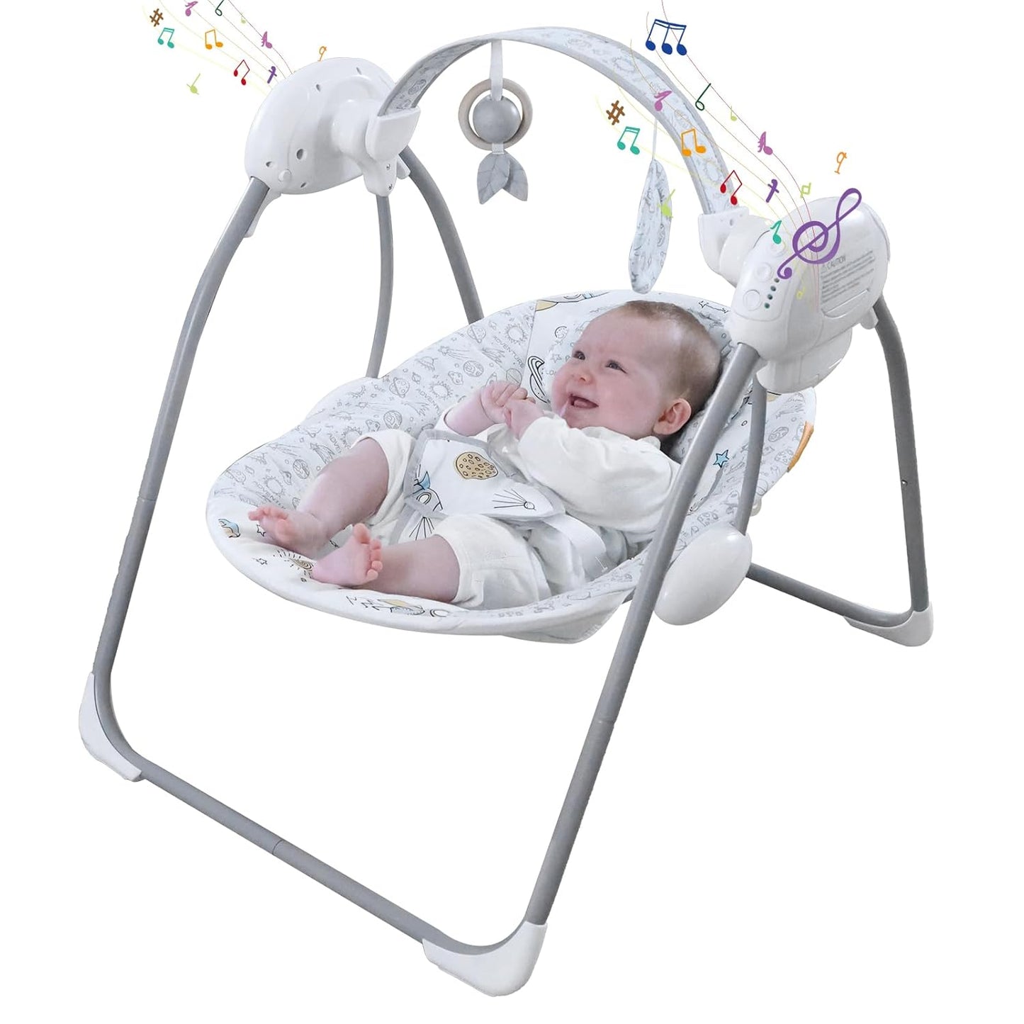 Portable Baby Swing for Infants with 5-Speed Music & Timer