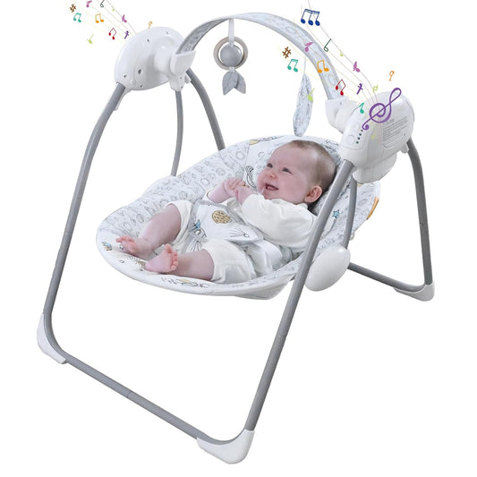 Portable Baby Swing for Infants with 5-Speed Music & Timer