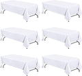 WEALUXE White Table Cloths for 6 ft Folding Tables - 6 Pack