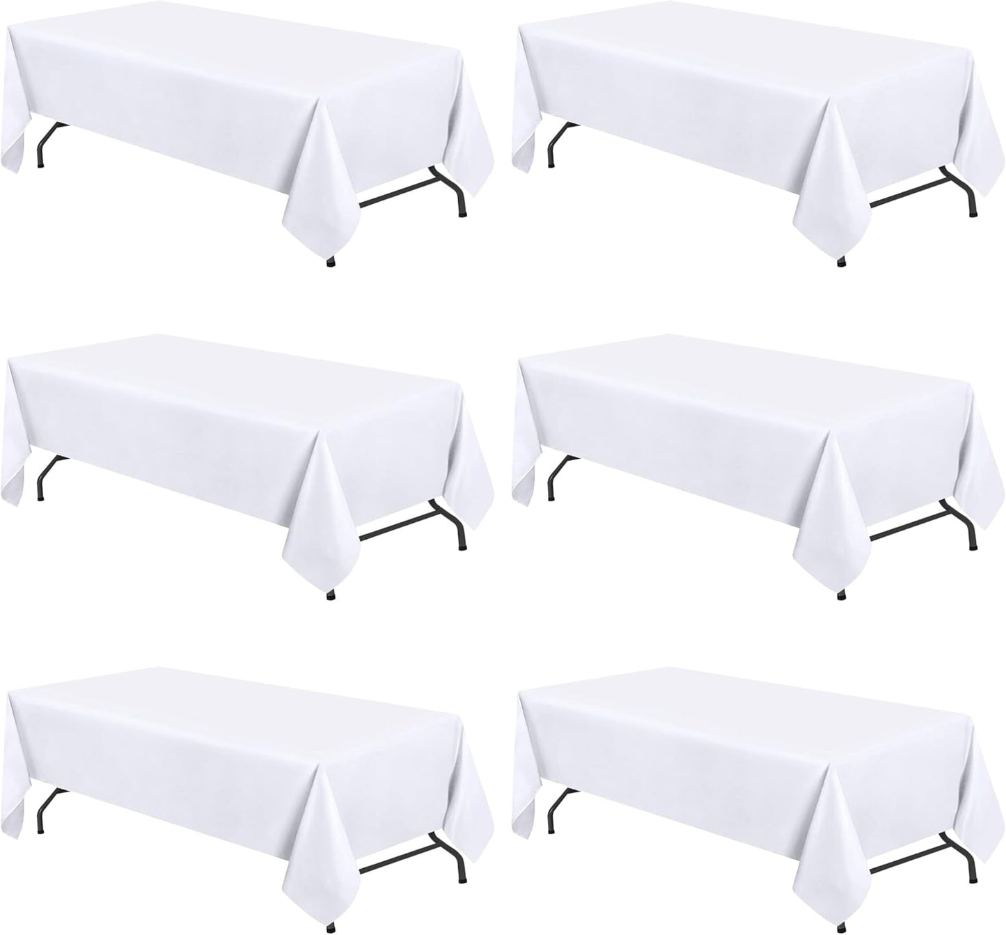 WEALUXE White Table Cloths for 6 Foot Folding Tables - 6 Pack