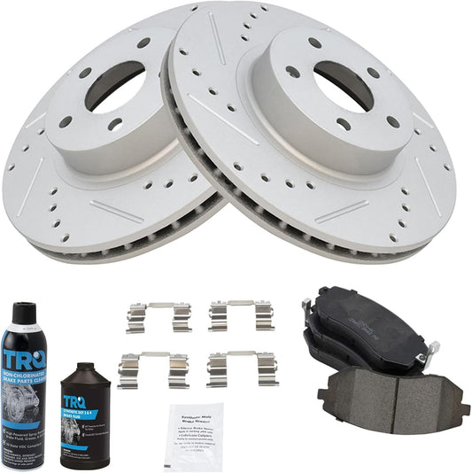 TRQ Front Performance Brake Pad & Rotor Kit for Subaru Vehicles