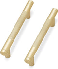 Brushed Gold Cabinet Pulls 10 Pack 3-3/4 in Hole Centers - Knurled