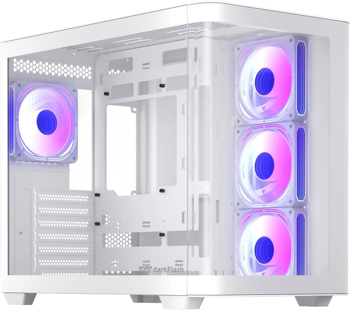 darkFlash ATX Mid-Tower Gaming PC Case with Curved Glass Design