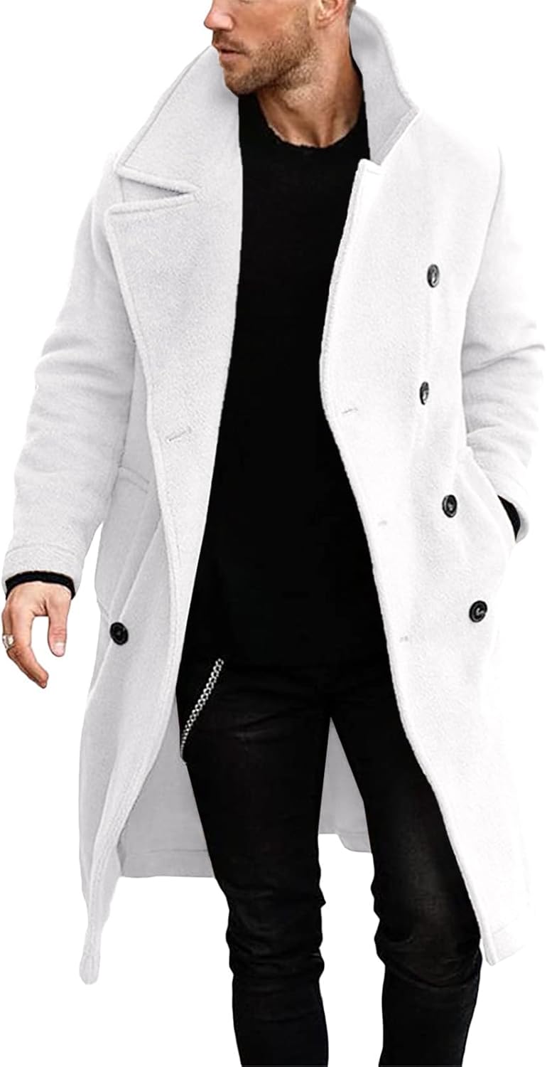 Makkrom Mens Double Breasted Trench Coat for Winter Style