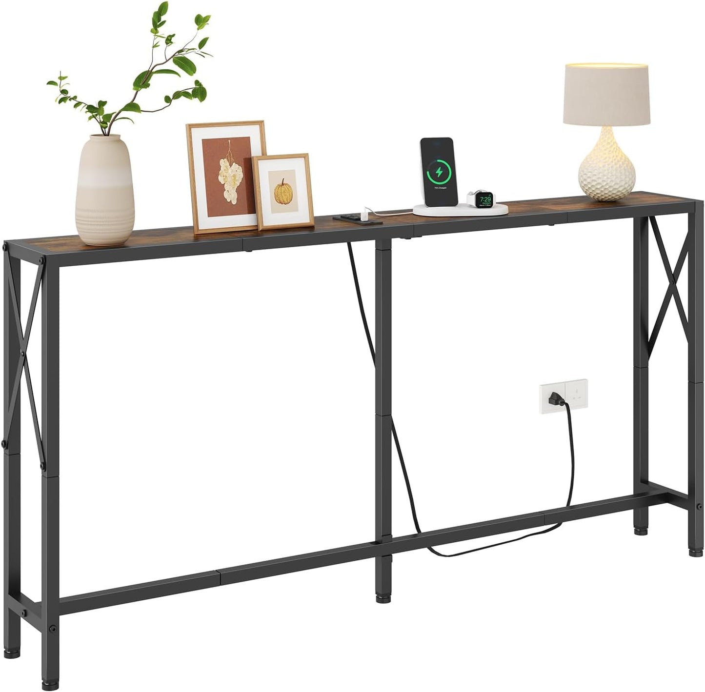 Console Table with Outlets and USB Ports for Modern Living