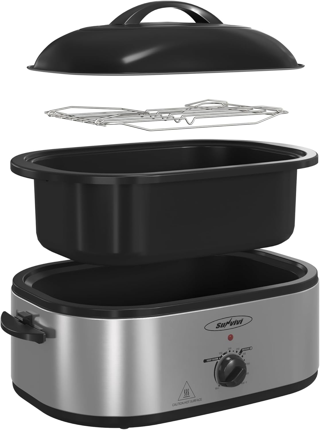 Sunvivi 20-Quart Roaster Oven with Self-Basting Lid for Turkey