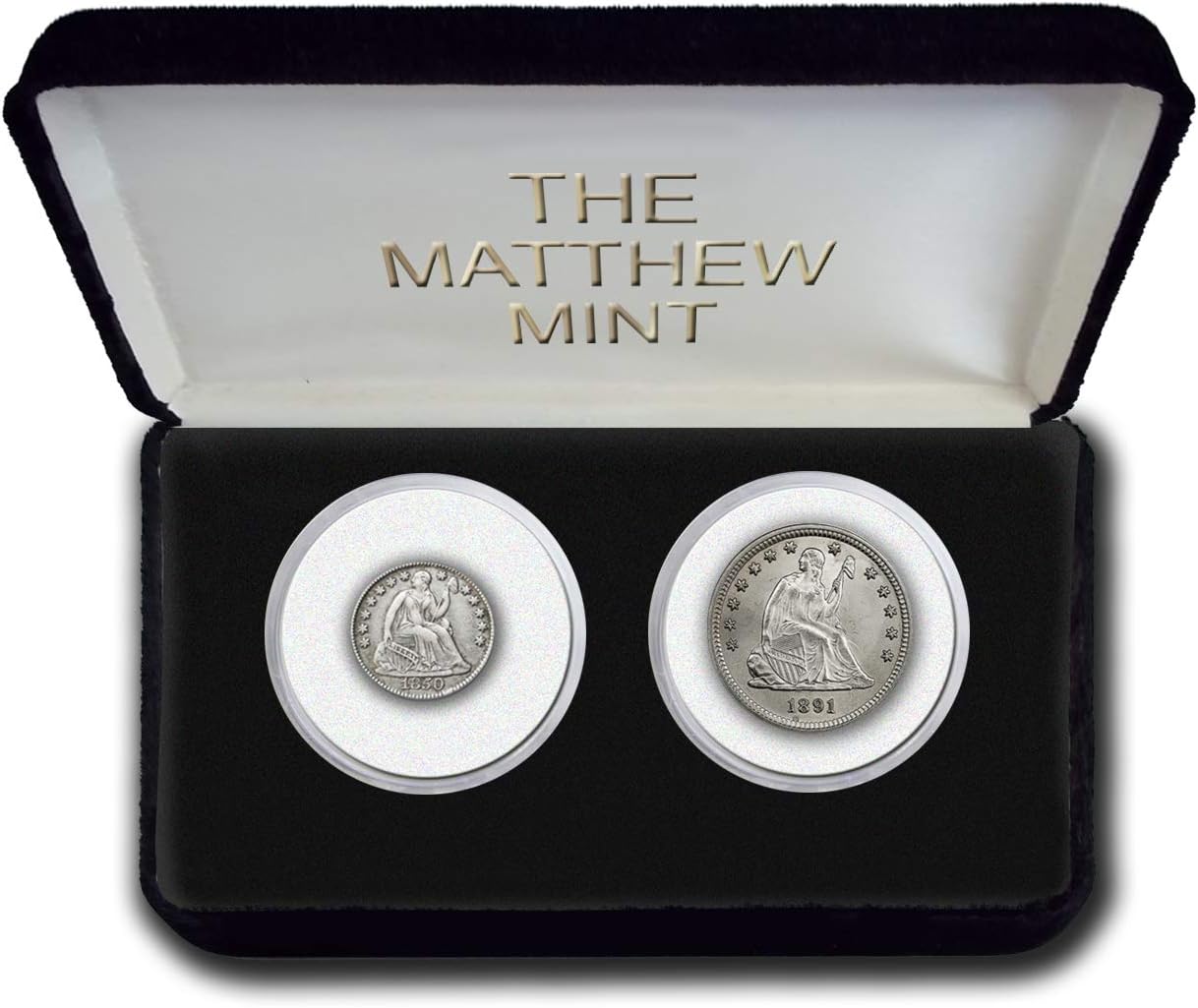 Seated Liberty Coin Set with Half Dime and Quarter in Box