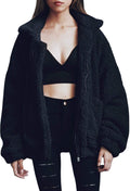 Comeon Women's Fuzzy Fleece Sherpa Coat - Oversized Cozy Outwear