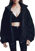Comeon Women's Fuzzy Faux Shearling Oversized Zipper Coat - Cozy Fit