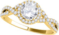 Engagement Rings Women 0.50 Carat Halo Diamond 14K Solid Gold