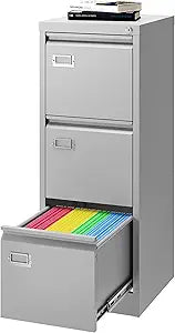 3 Drawer File Cabinet for Home Office with Lock and Security