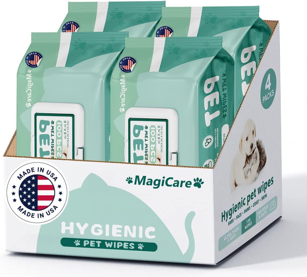 MAGICARE Dog Wipes for Paws, Butt, Ears & Eyes - 400 Count