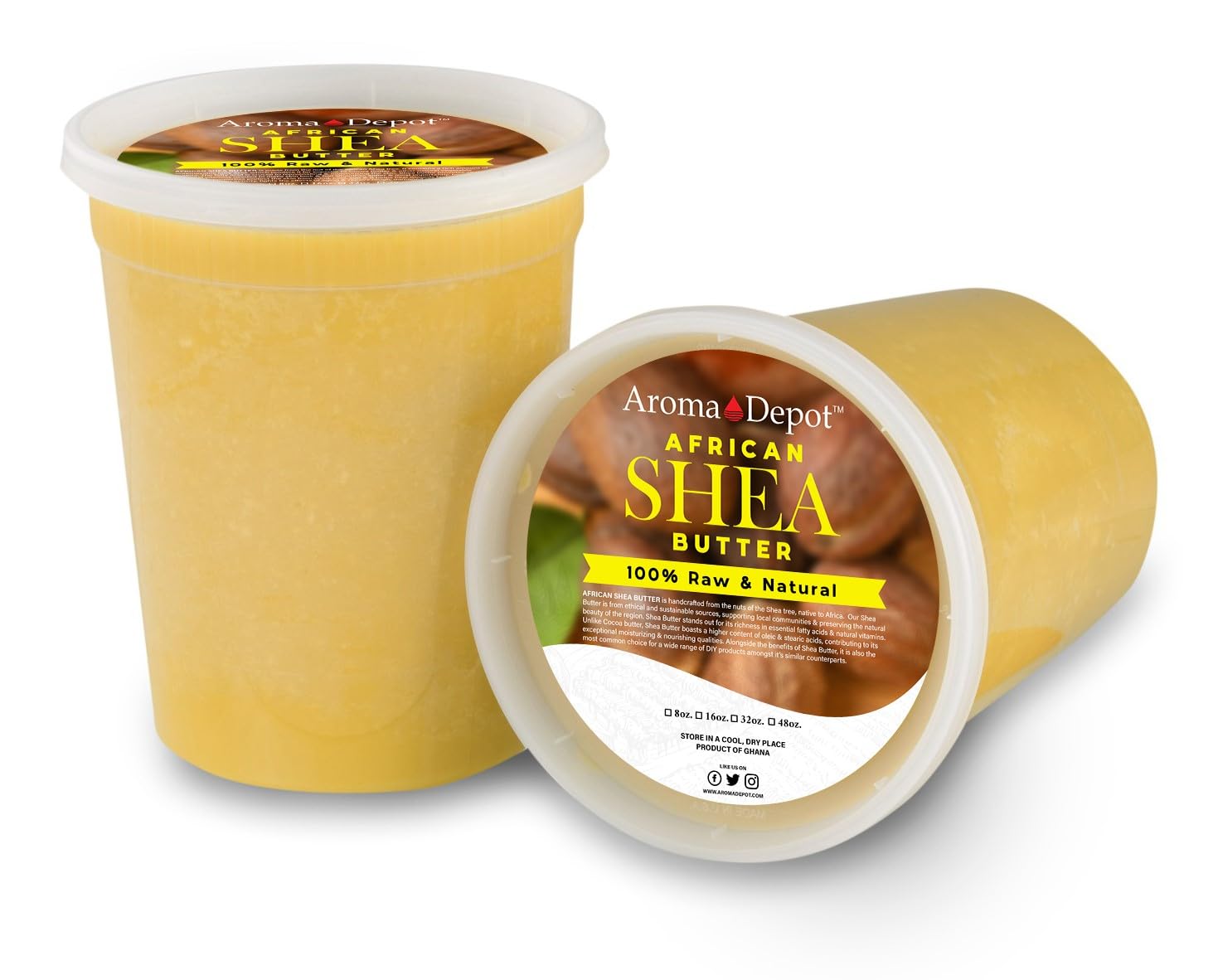 Raw African Shea Butter 32 oz Containers for Skin and Hair Care