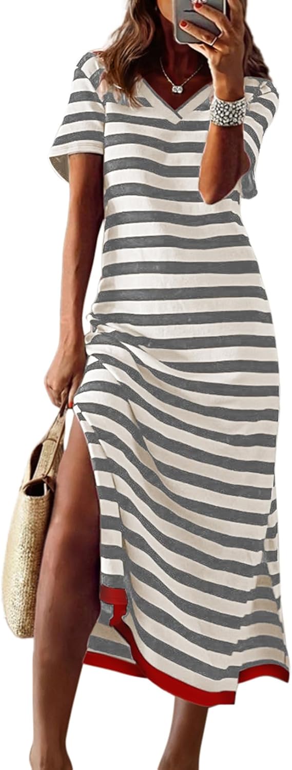 Dokotoo Summer Dress Casual Womens Fashion Short Sleeve Maxi Dress