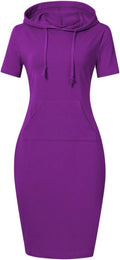 MISSKY Women's Casual 3/4 Sleeve Pullover Hoodie Dress - Comfortable