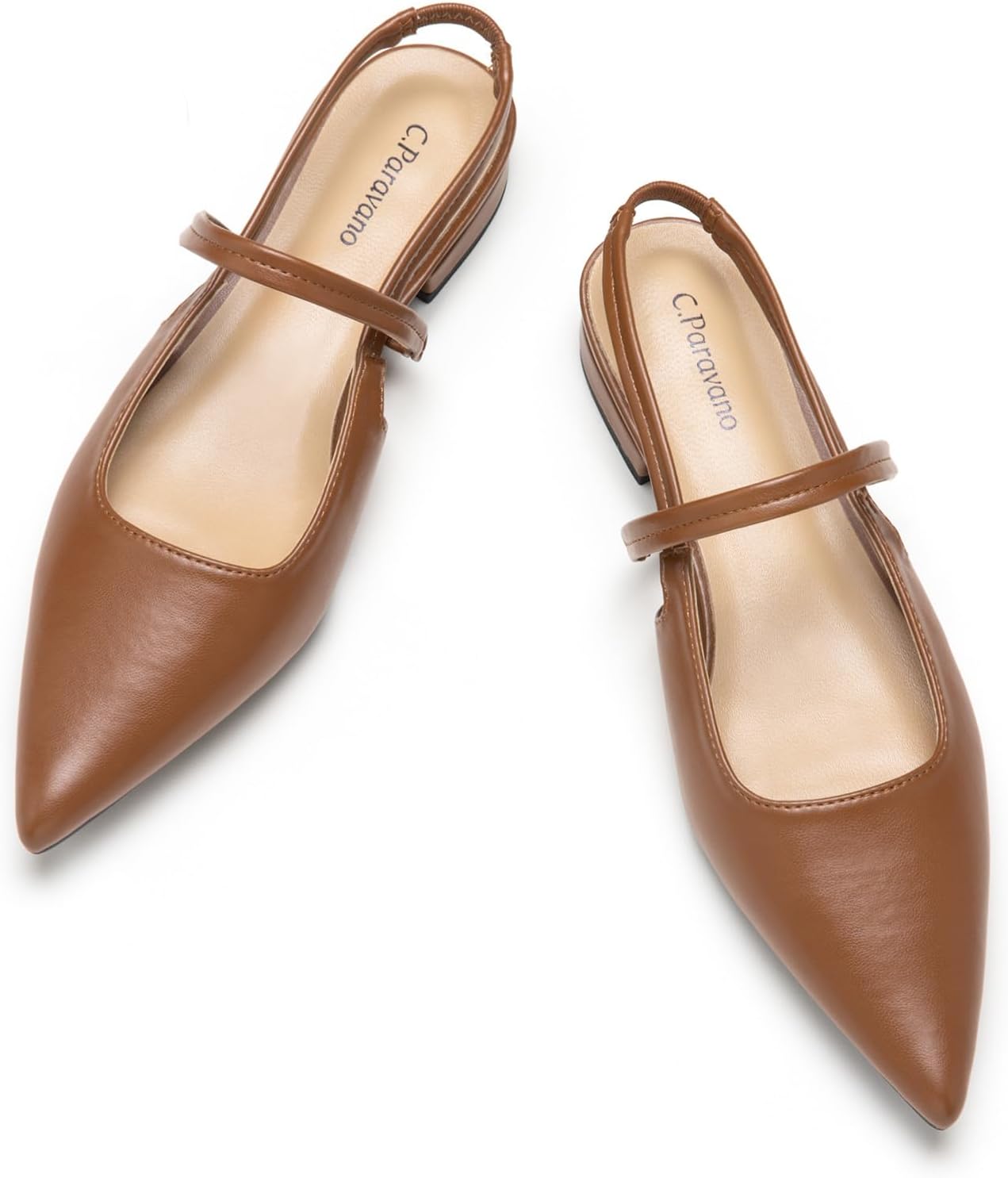 C.Paravano Women's Slingback Flats - Comfortable Leather Shoes