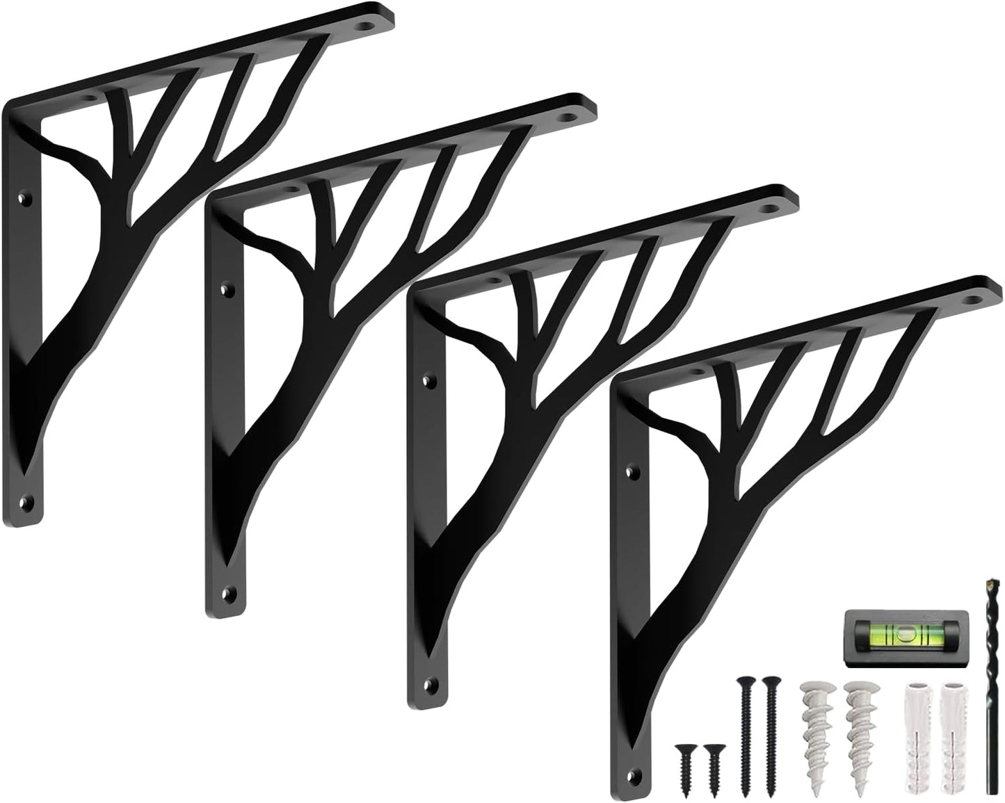 Rustic Tree Black Heavy Duty Shelf Brackets for Stylish Shelving