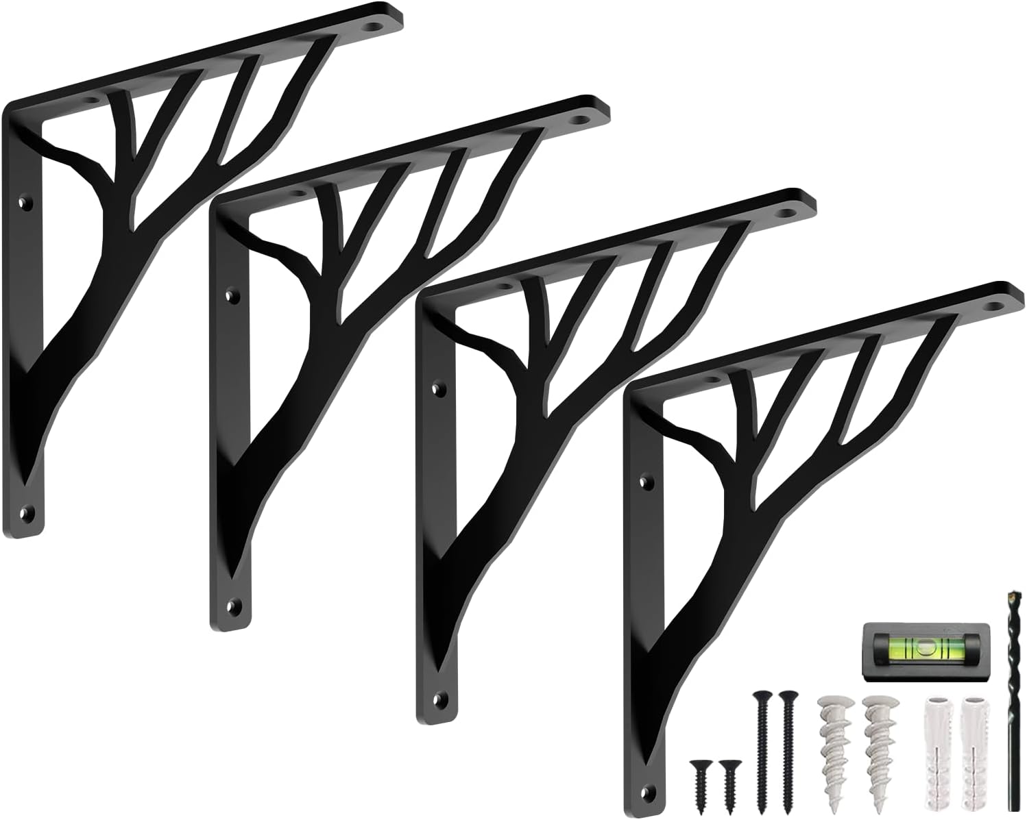 Rustic Tree Black Heavy Duty Shelf Brackets for Stylish Shelving