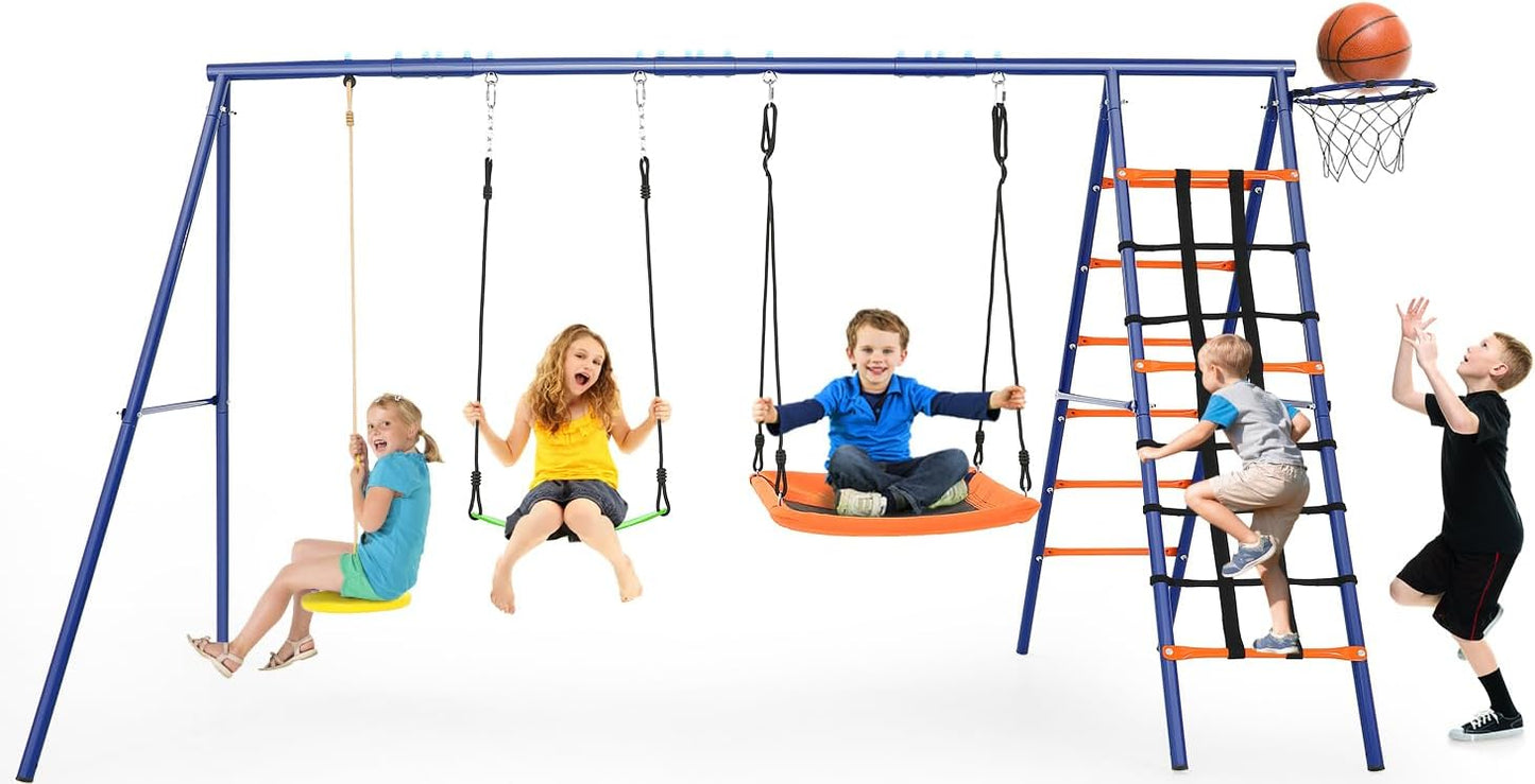Heavy Duty 6 in 1 Playground Set for Kids - Swing Set Fun