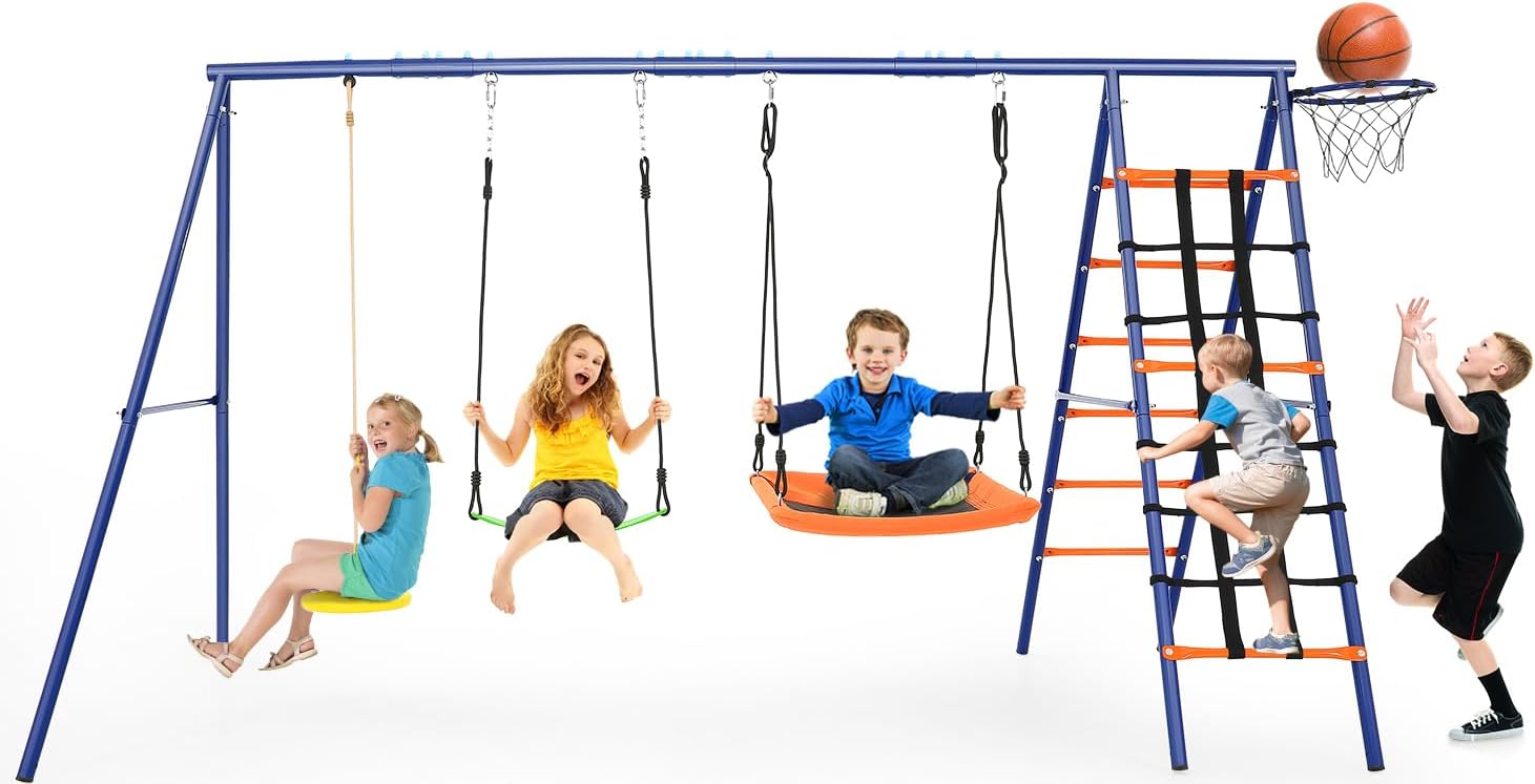 Heavy Duty 6 in 1 Playground Set for Kids - Swing Set Fun
