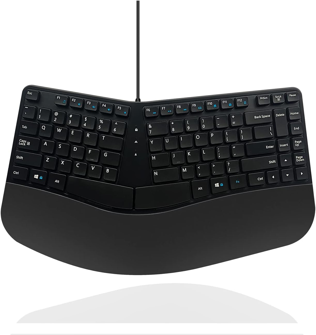 Split Ergonomic Keyboard with Cushioned Support - Black 15.9x8.66x1.18