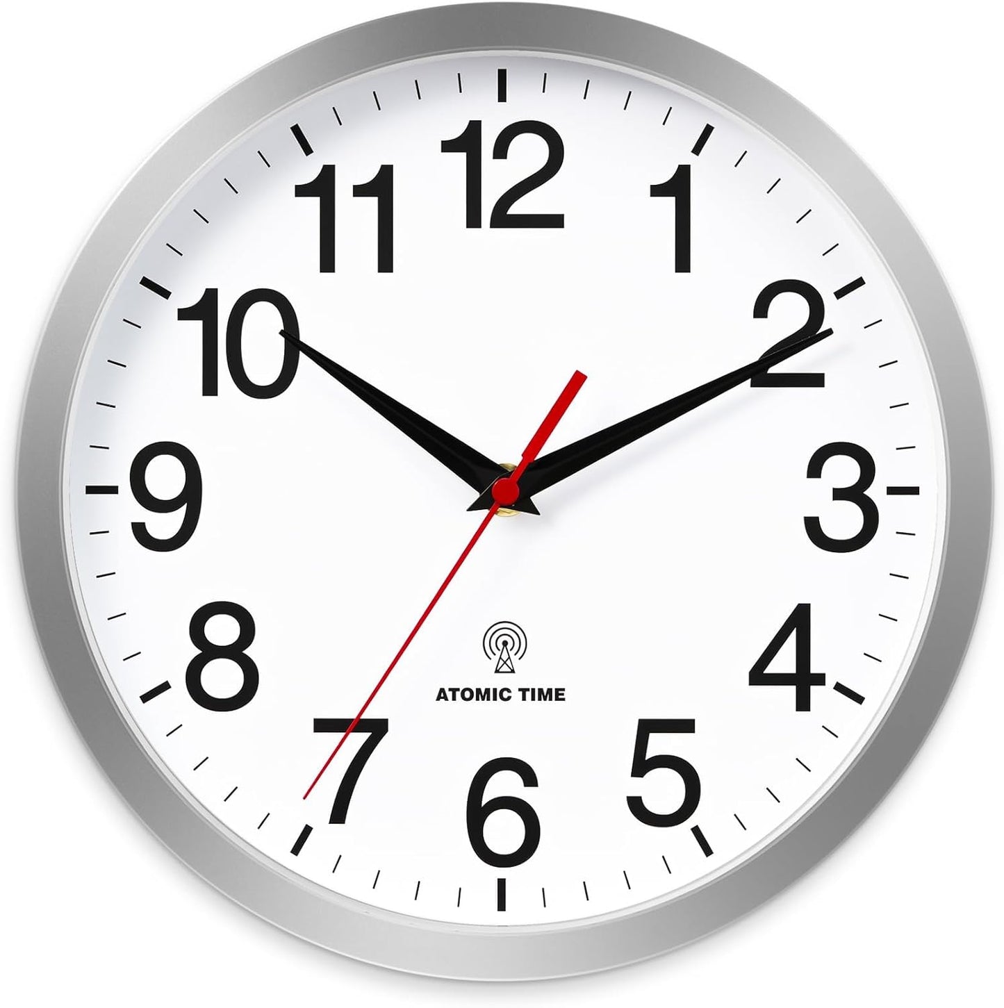 Atomic Wall Clock Modern 14 Inch Silent Non Ticking Design
