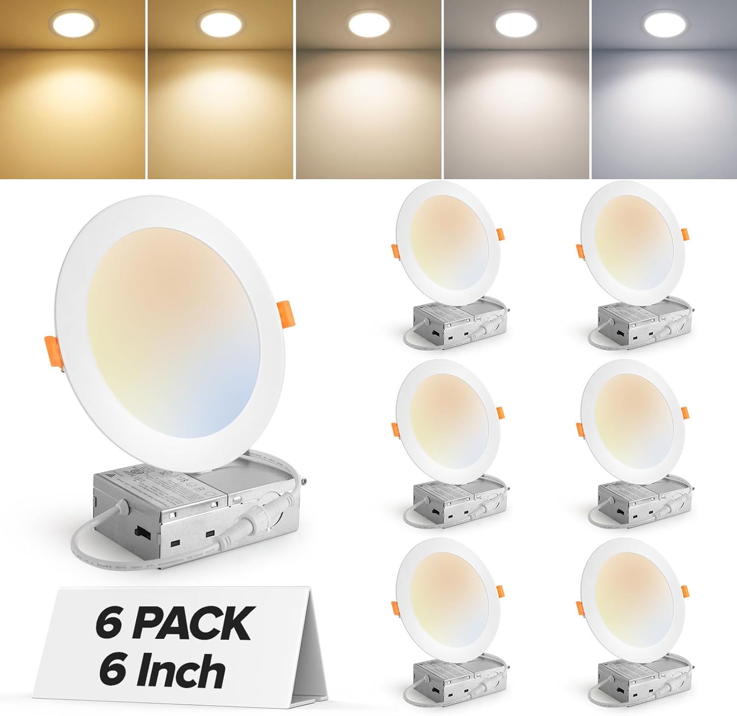 MAILCOS 6 Inch Ultra-Thin LED Recessed Ceiling Light Pack