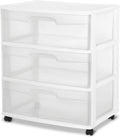 Wide 3 Drawer Cart White - Clear Rolling Storage Cart