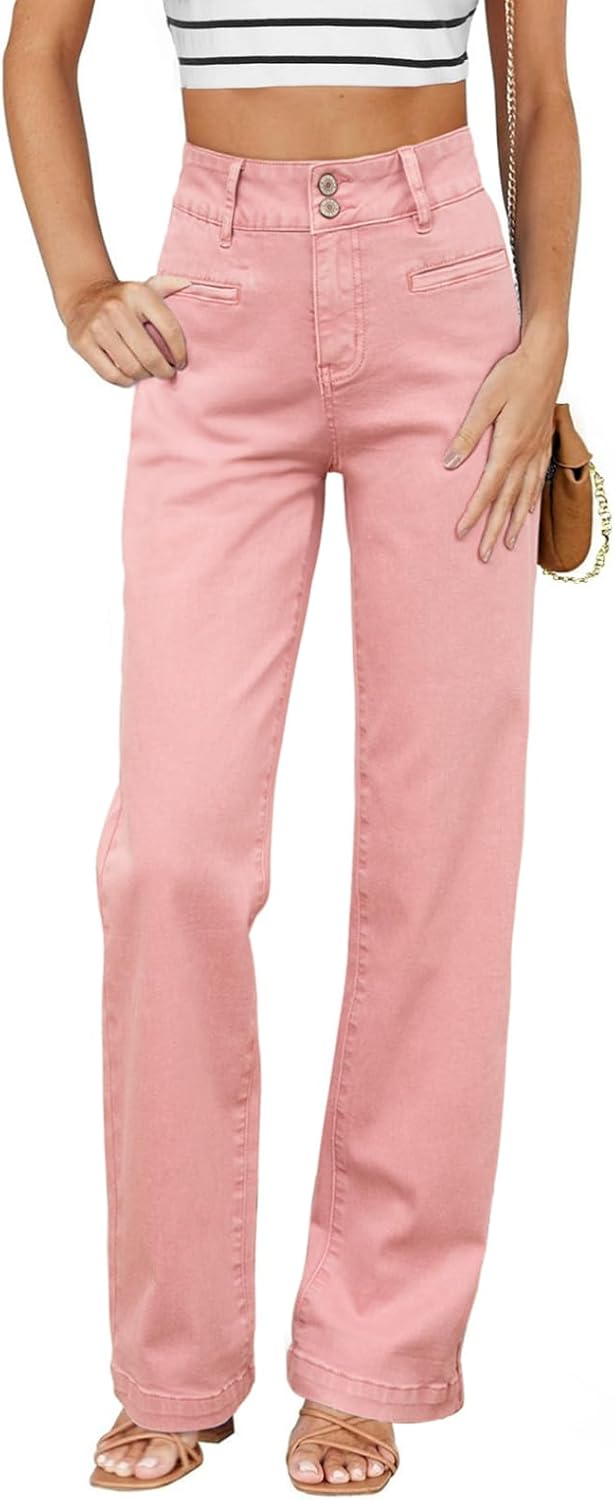 High Waisted Straight Leg Stretchy Jeans for Women by Sidefeel