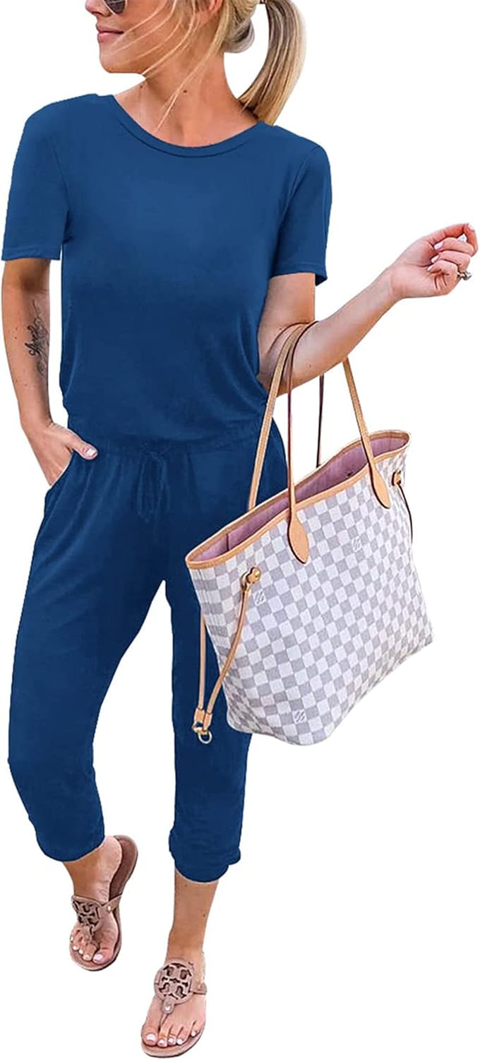 KIRUNDO Jumpsuits for Women Summer Casual Short Sleeve Romper