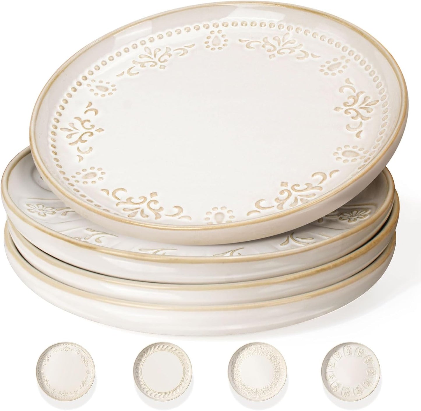 Artena Salad Plates Set Of 4, Unique 8.5 Inch Ceramic Plates
