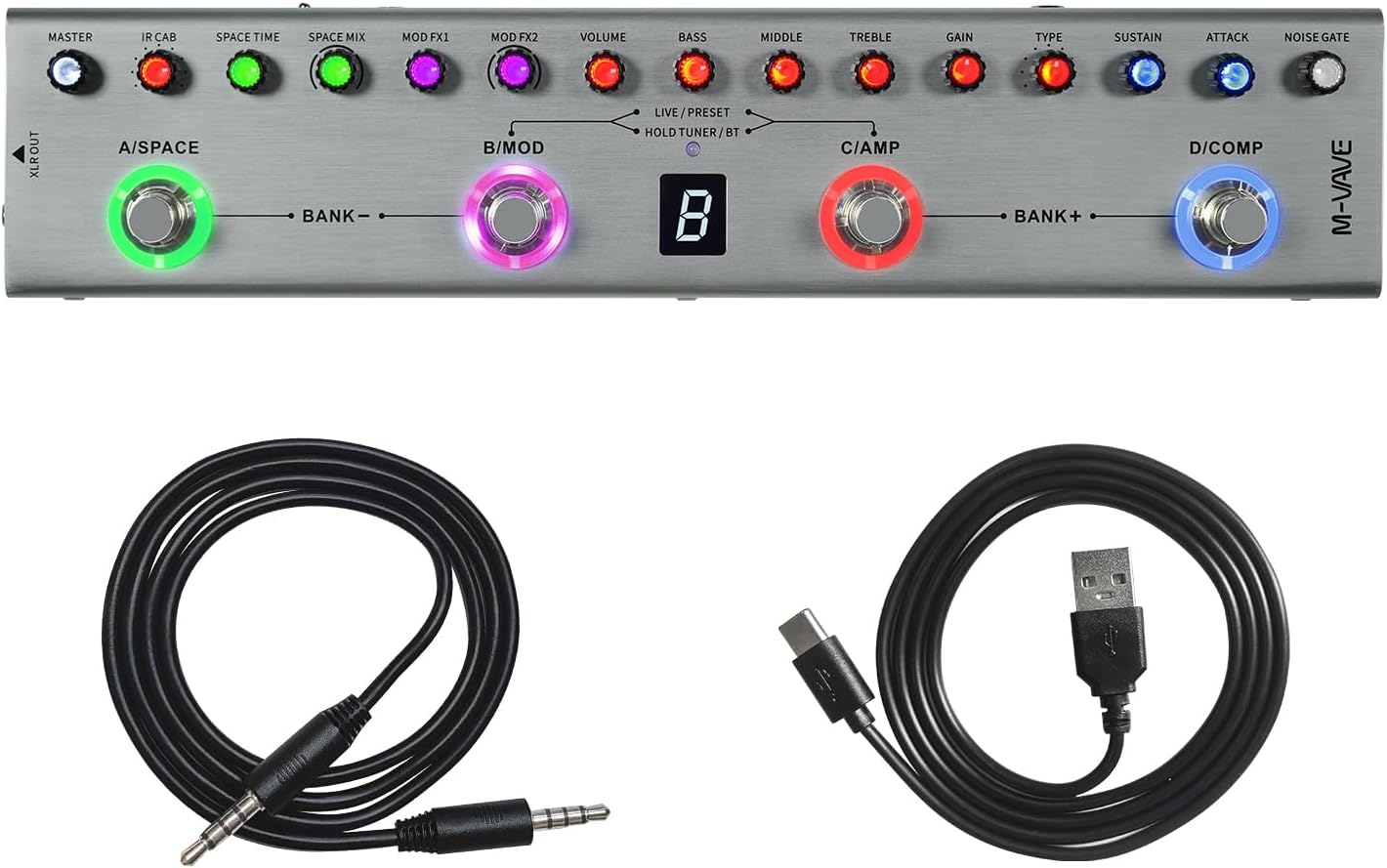 Guitar Pedal Multi Effects Bass with 36 Editable Presets