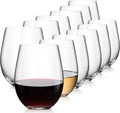 Stemless Wine Glasses Set of 12 for Red and White Wine Enjoyment