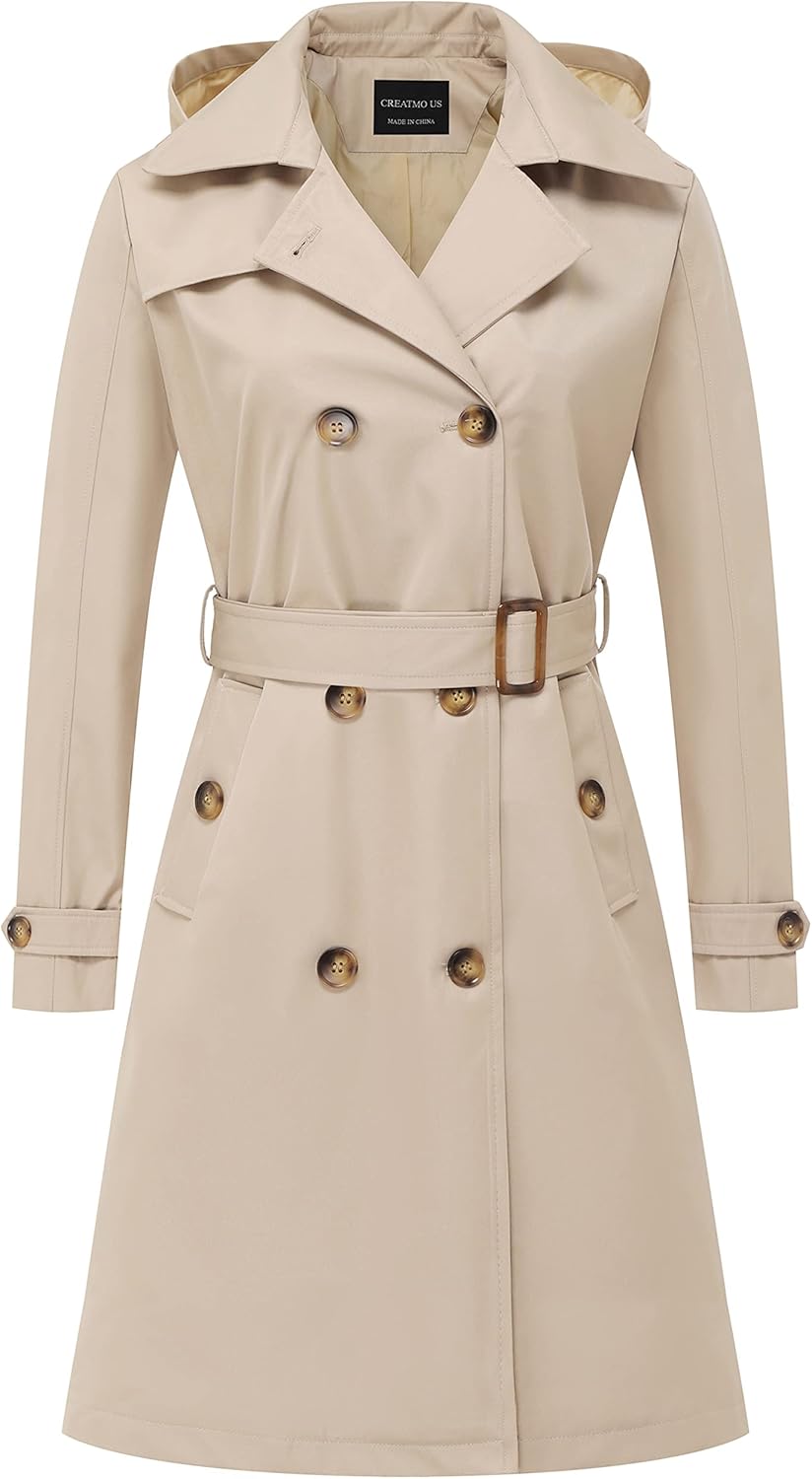 CREATMO US Women's Long Trench Coat: Stylish & Practical Outerwear
