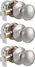 Probrico Classic Flat Ball Passage Door Knobs - Brushed Nickel