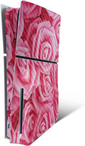 Carbon Fiber Skin for PS5 Slim Disc Edition - Super Pink Roses