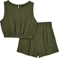 AUTOMET Women's Summer 2 Piece Outfits Shorts Set - Lightweight Cotton
