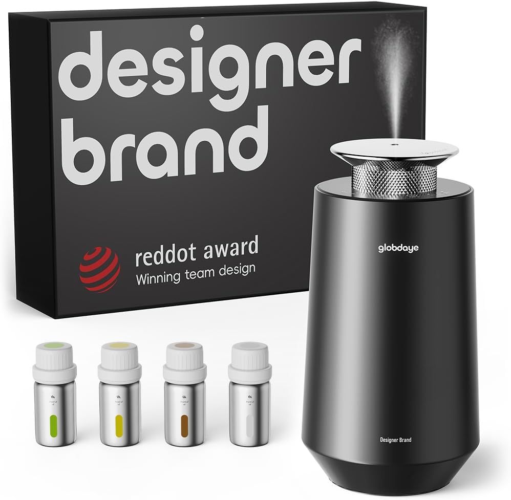 Rechargeable Smart Car Air Freshener Kit - 4 Luxury Oils, Waterless Diffuser