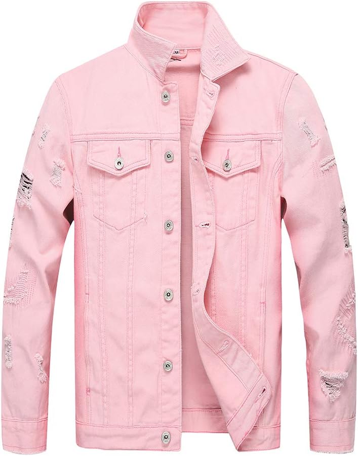 LZLER Men's Distressed Denim Jackets for Trendy Fashion Style