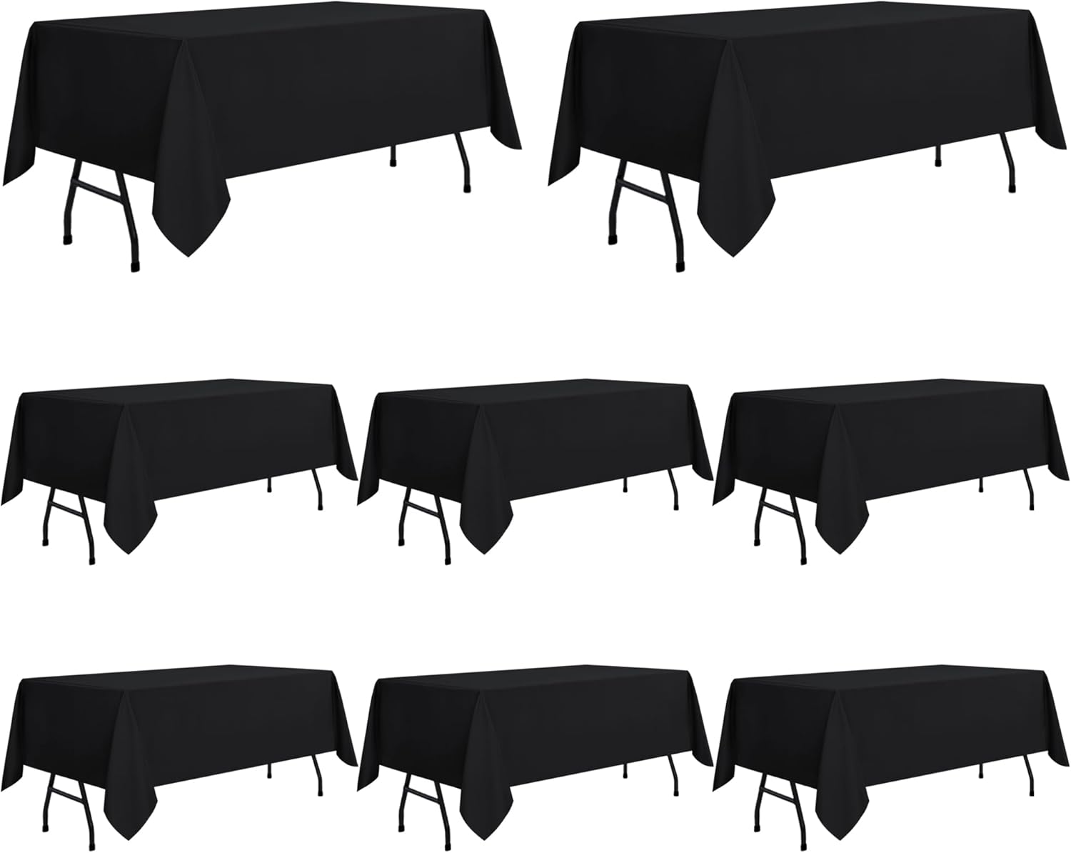 Sancua 8 Pack Black Tablecloths for 4ft Tables - Durable & Stylish
