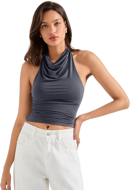 SUUKSESS Women Halter Backless Tank Tops for Summer Nights