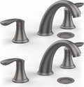 Widespread Gun Grey Bathroom Sink Faucet with Pop Up Drain