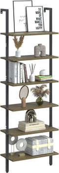 Ladder Shelf Black 6 Tiers Modern Bookshelf - Space Saving Organizer