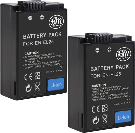 Extended Power: BM Premium EN-EL25 Batteries (2 Pack) for Nikon Z Series